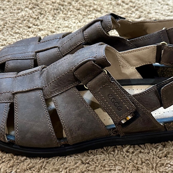 New Men's ECCO Leather Roman Sandals Size 12.5 / 47 - Picture 2 of 3